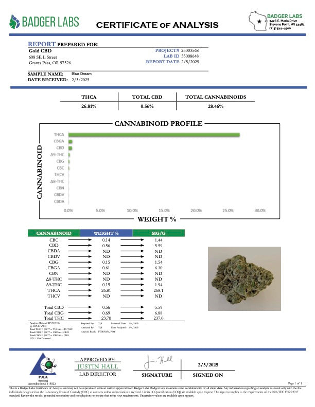 THCA Flower: Blue Dream | Greenhouse Gold Nuggets
