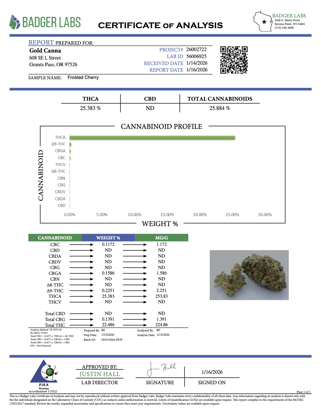 THCA Flower: Frosted Cherry | Greenhouse Gold Nuggets