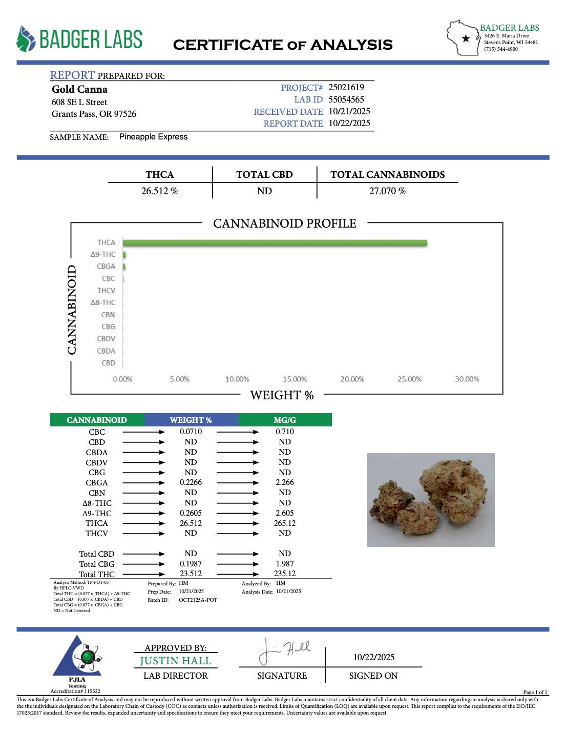THCA Flower: Pineapple Express | Greenhouse Gold Nuggets