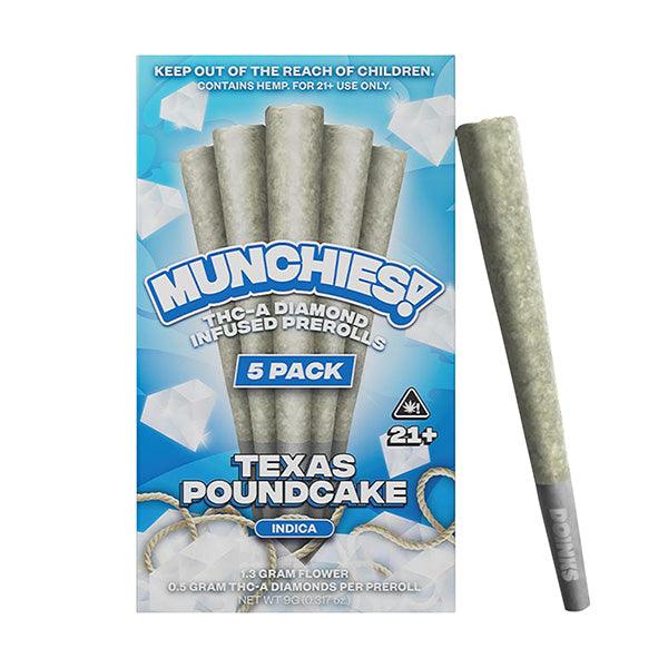 delta munchies 1g thca prerolls 5pk texas poundcake