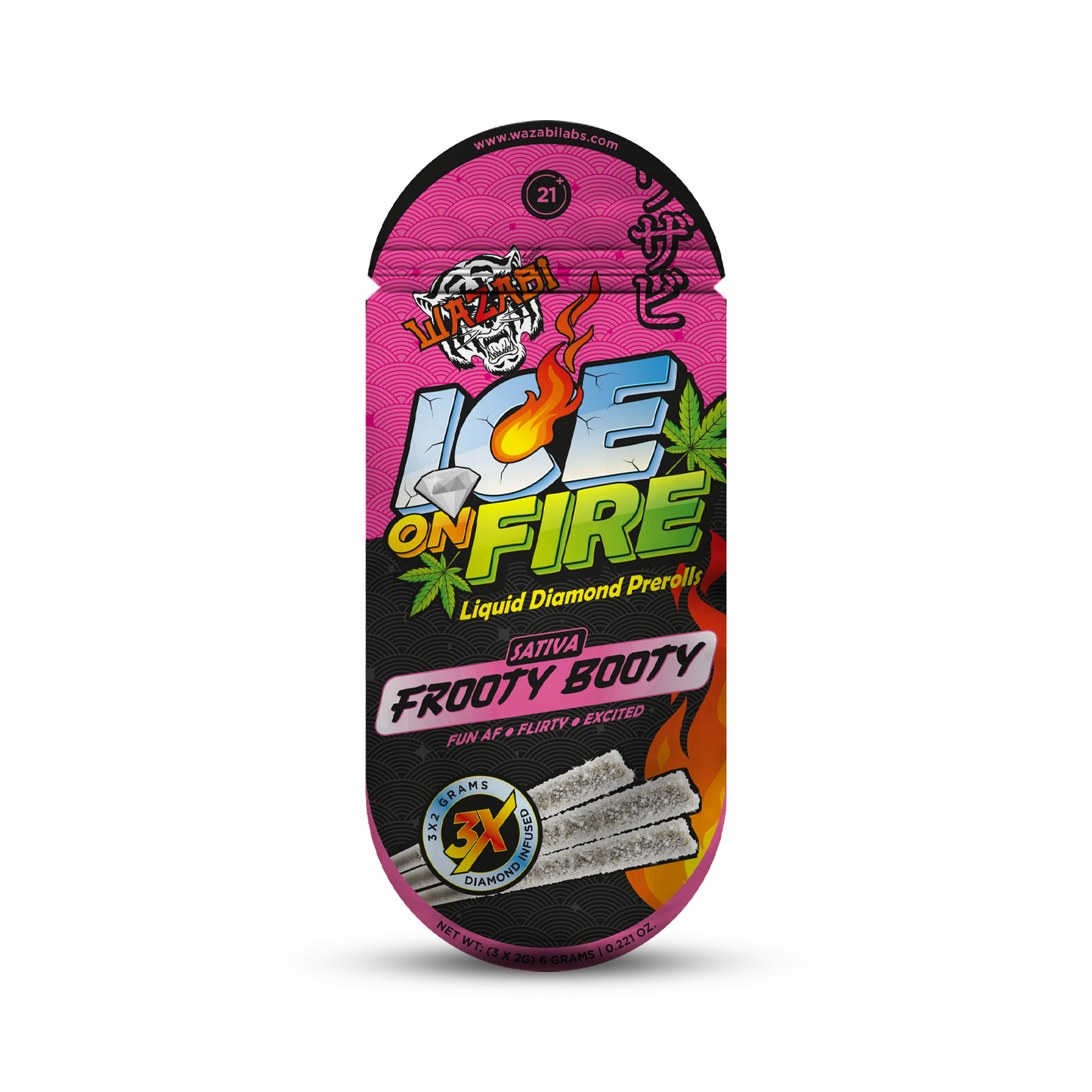 WAZABI Exotics 2G Ice On Fire Liquid Diamond Pre-Rolls 3 Count