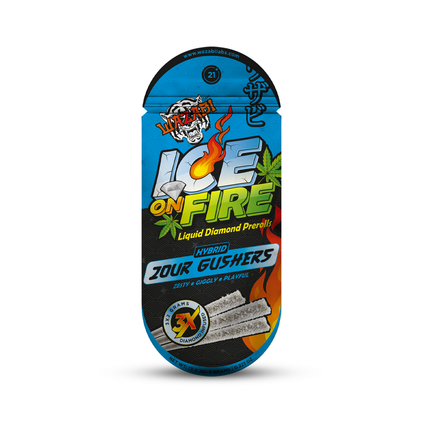 WAZABI Exotics 2G Ice On Fire Liquid Diamond Pre-Rolls 3 Count