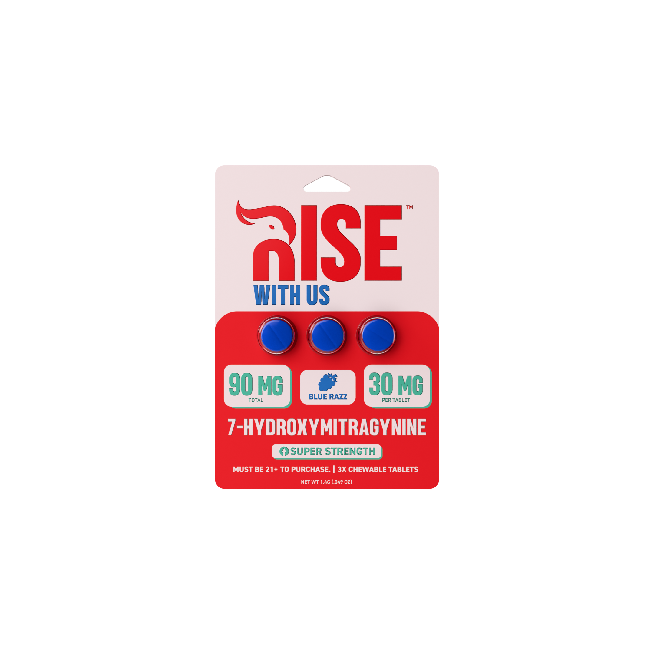 Rise 7-Hydroxymitragynine Chewable 30mg Per Tablet x3