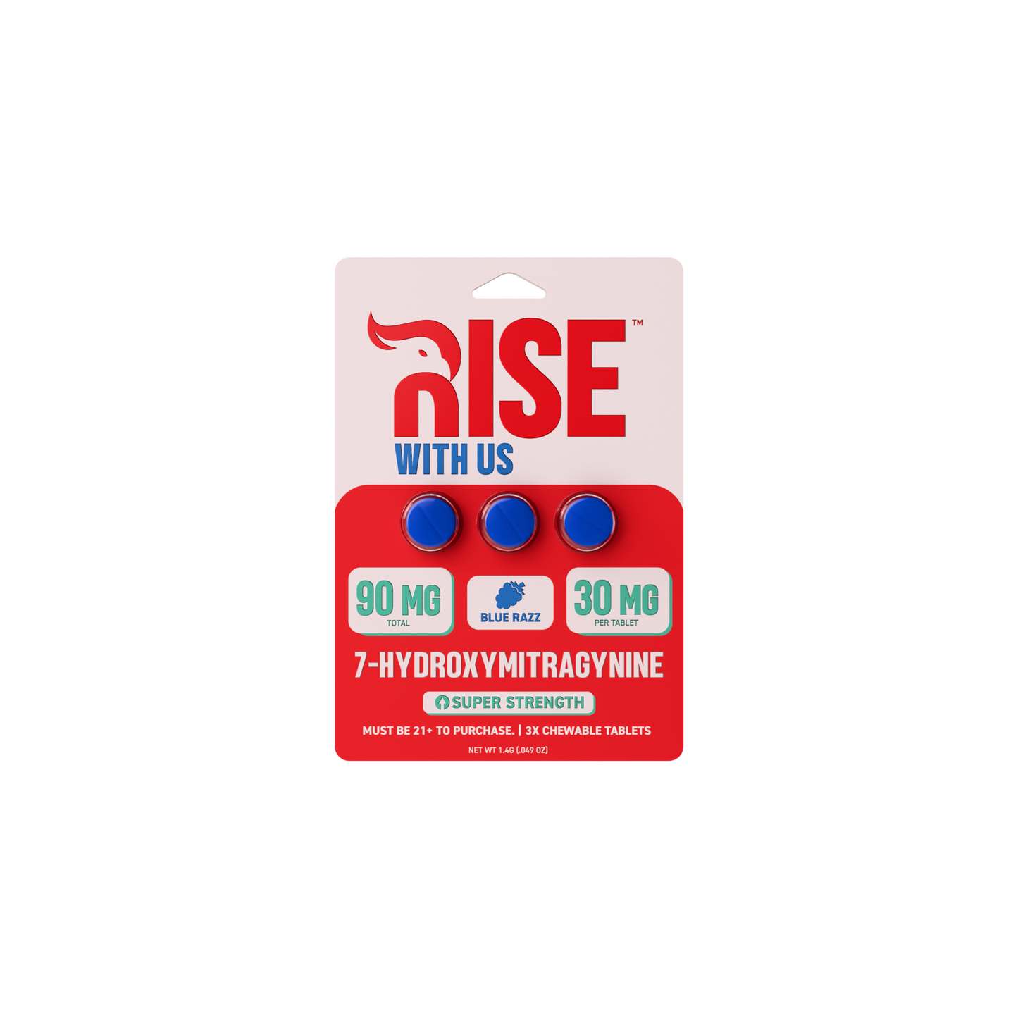 Rise 7-Hydroxymitragynine Chewable 30mg Per Tablet x3