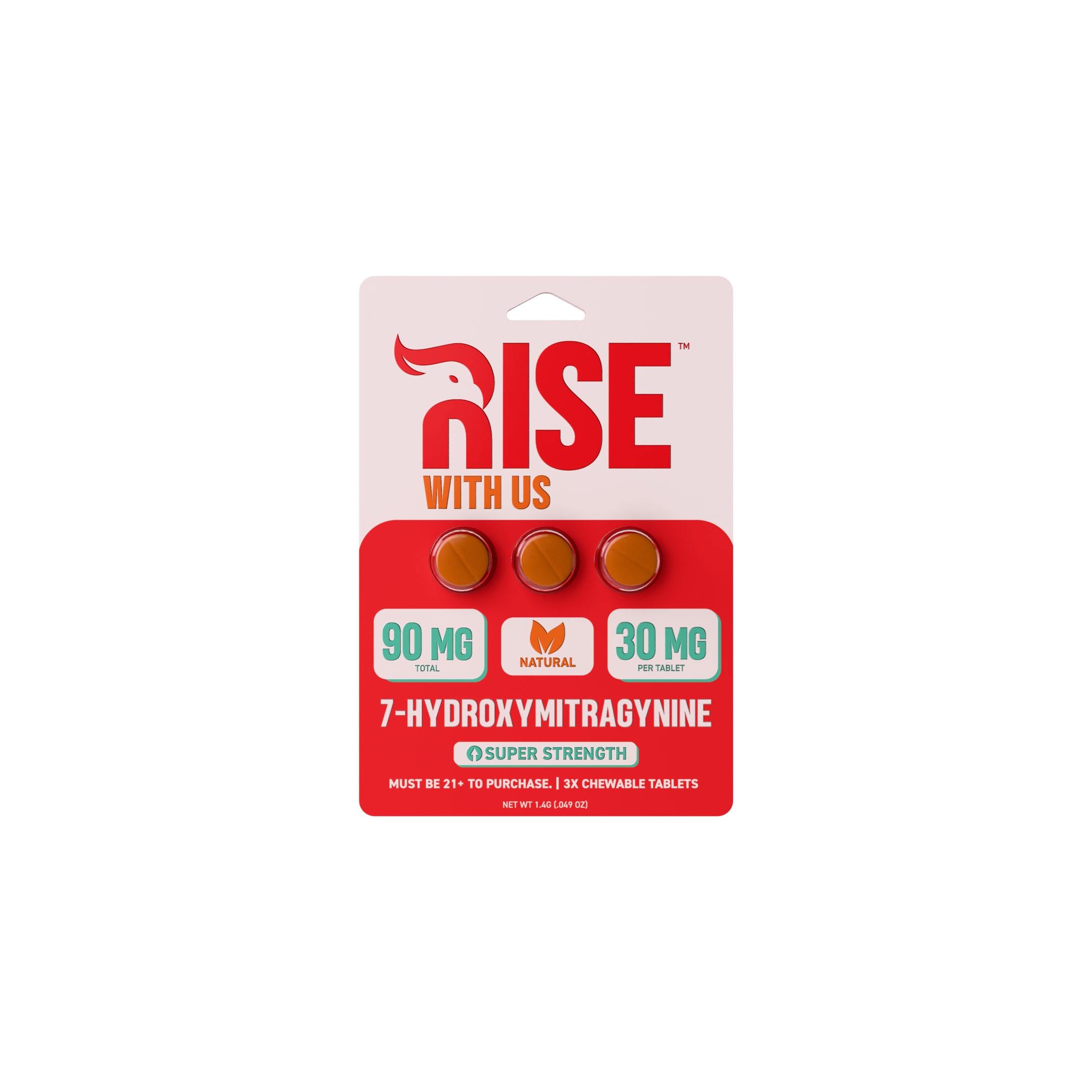 Rise 7-Hydroxymitragynine Chewable 30mg Per Tablet x3