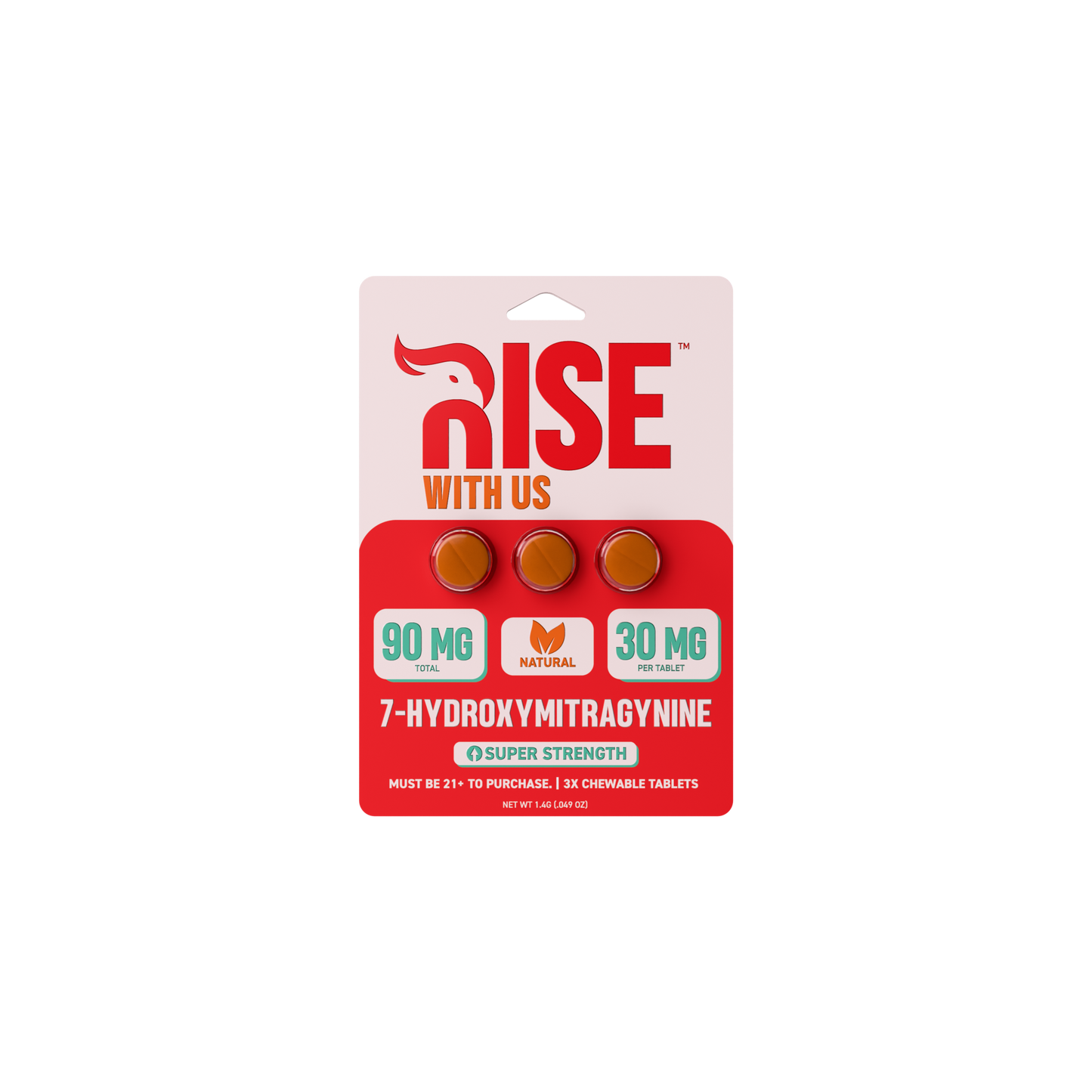 Rise 7-Hydroxymitragynine Chewable 30mg Per Tablet x3