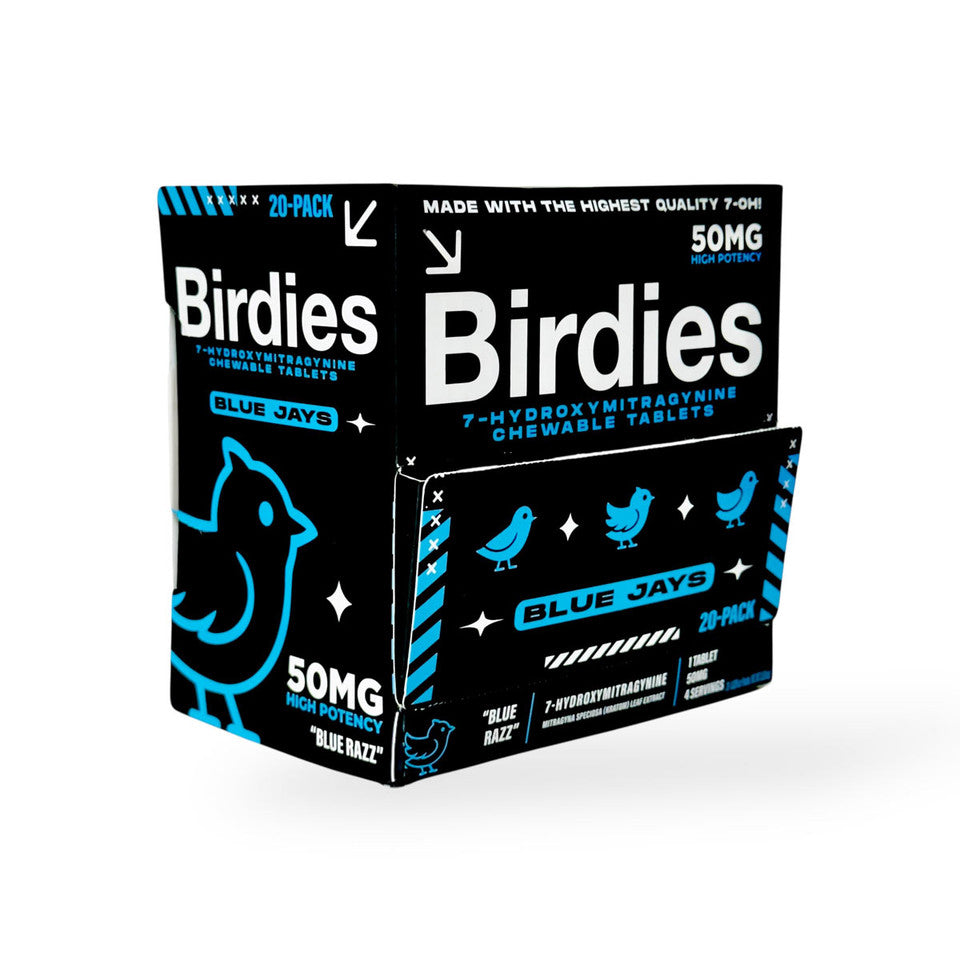 Birdies 7-Hydroxymitragynine Chewable Tablets Blue Jays Blue Razz 50mg Per Tablet