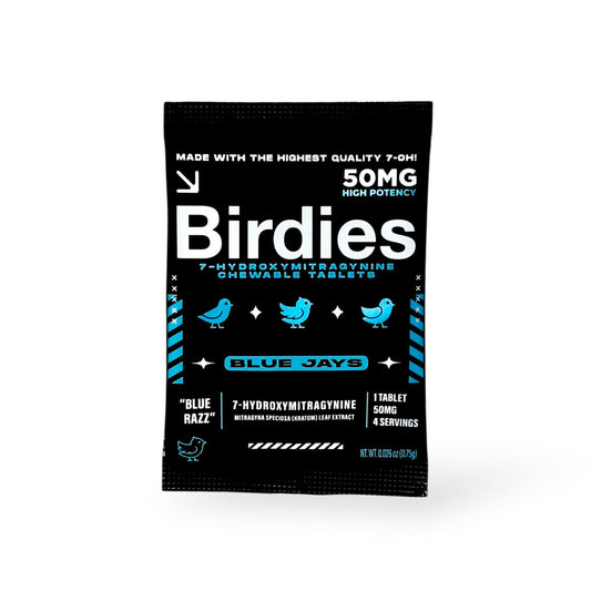 Birdies 7-Hydroxymitragynine Chewable Tablets Blue Jays Blue Razz 50mg Per Tablet