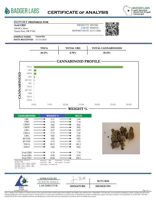 THCA Flower: Cereal Milk | Greenhouse Gold Nuggets