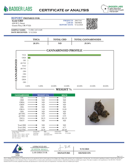 THCA Flower: Cookies and Cream | Greenhouse Top Cut