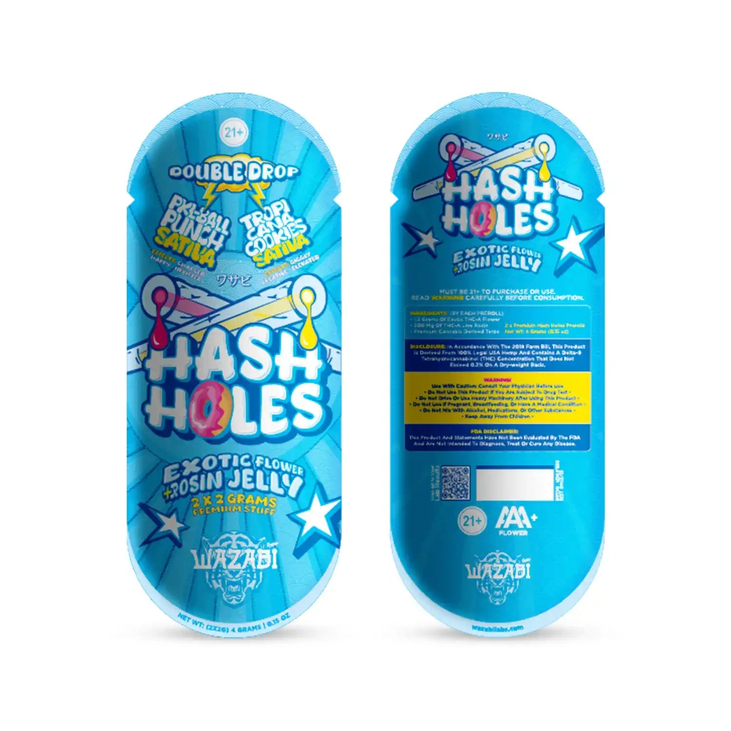 WAZABI EXOTICS 2G HASH HOLE DOUBLE DROP PREROLLS (THC-A) 2CT