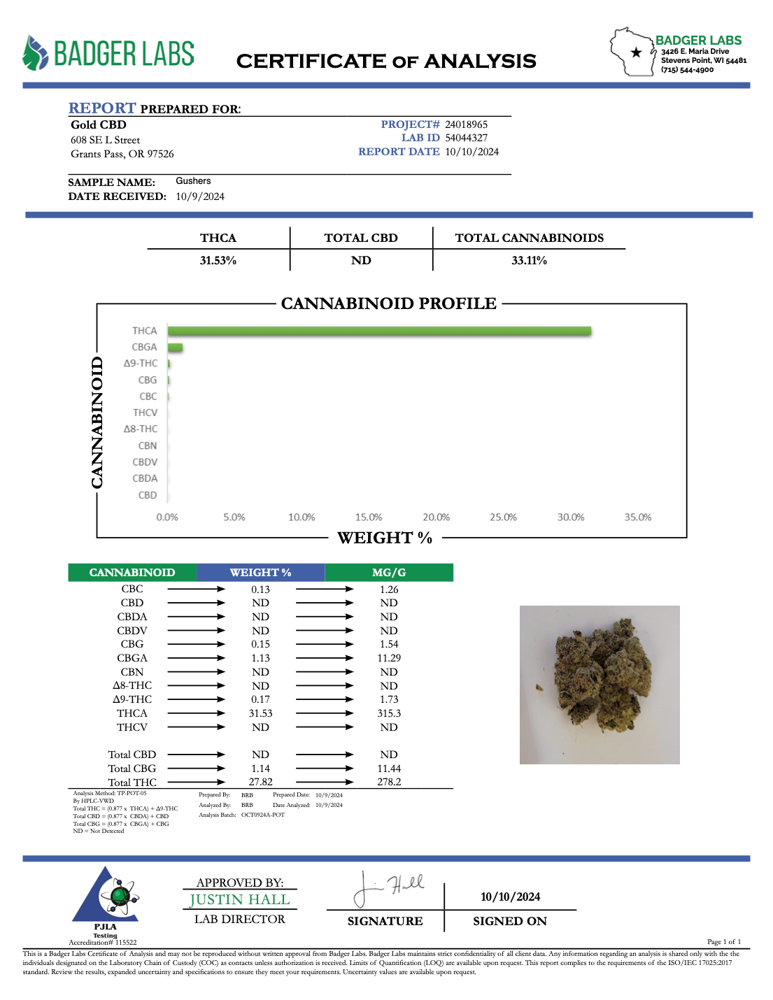 THCA Flower: Gushers | Greenhouse Gold Nuggets