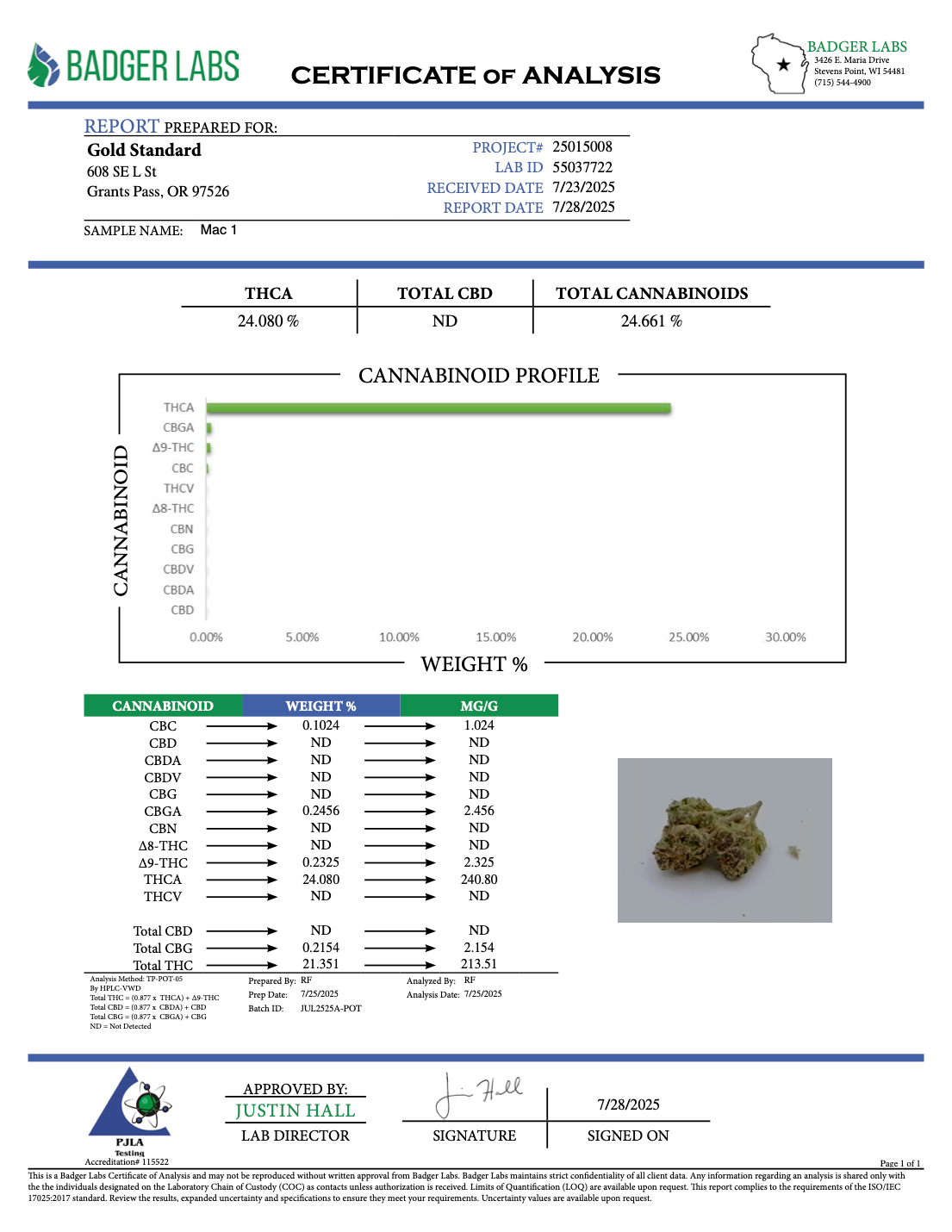 THCA Flower: Mac 1 | Greenhouse Gold Nuggets