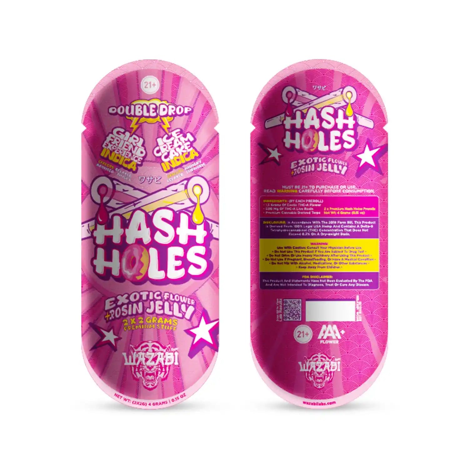 WAZABI EXOTICS 2G HASH HOLE DOUBLE DROP PREROLLS (THC-A) 2CT