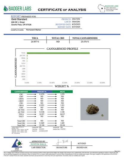 THCA Flower: Permanent Marker | Greenhouse Gold Nuggets