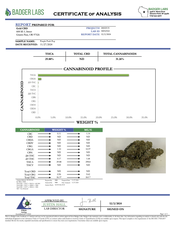 THCA Flower: Purple Push Pop | Greenhouse Top Cut
