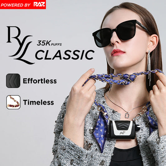RYL Classic 35K Disposable by RAZ – 35,000 puff high-capacity rechargeable disposable vape with mesh coils and an HD display screen.