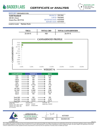 THCA Flower: Rainbow Runtz | Greenhouse Gold Nuggets