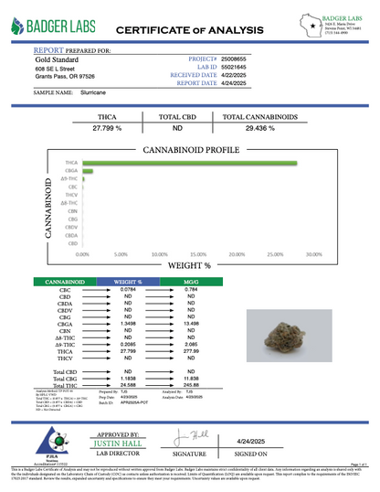 THCA Flower: Slurricane Greenhouse Gold Nuggets