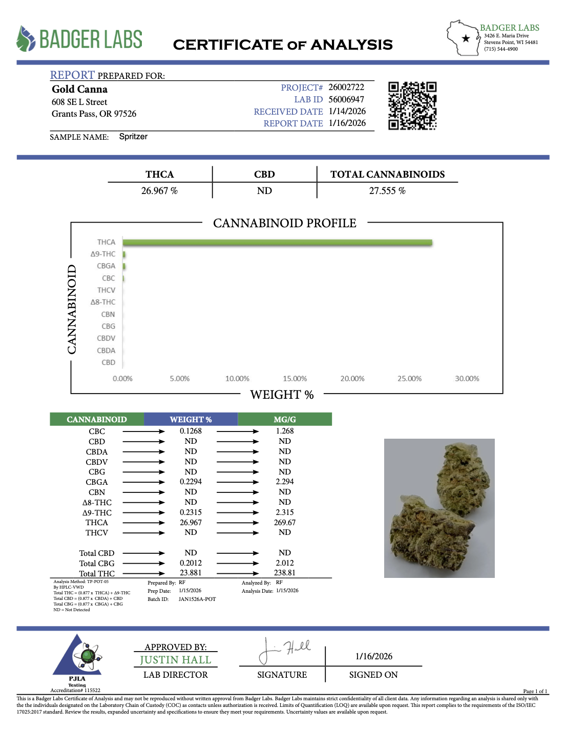 THCA Flower: Spritzer | Greenhouse Gold Nuggets