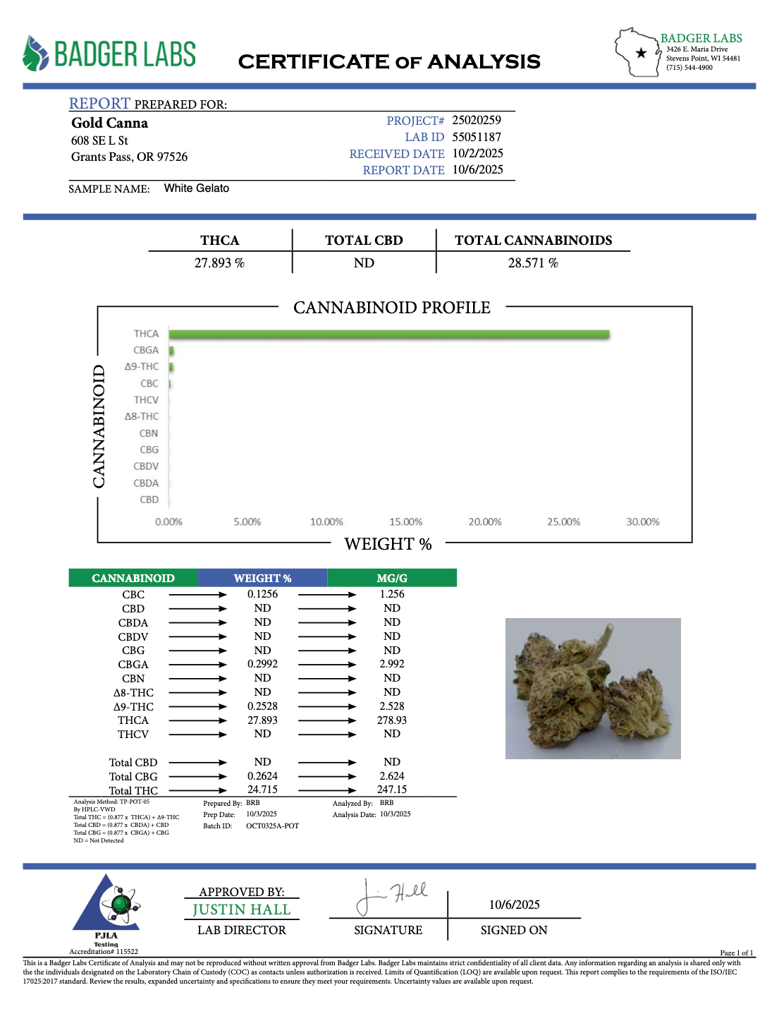 THCA Flower: White Gelato | Greenhouse Gold Nuggets