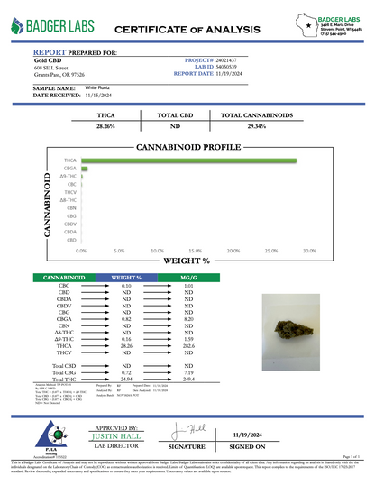 THCA Flower: White Runtz | Sungrown Top Cut