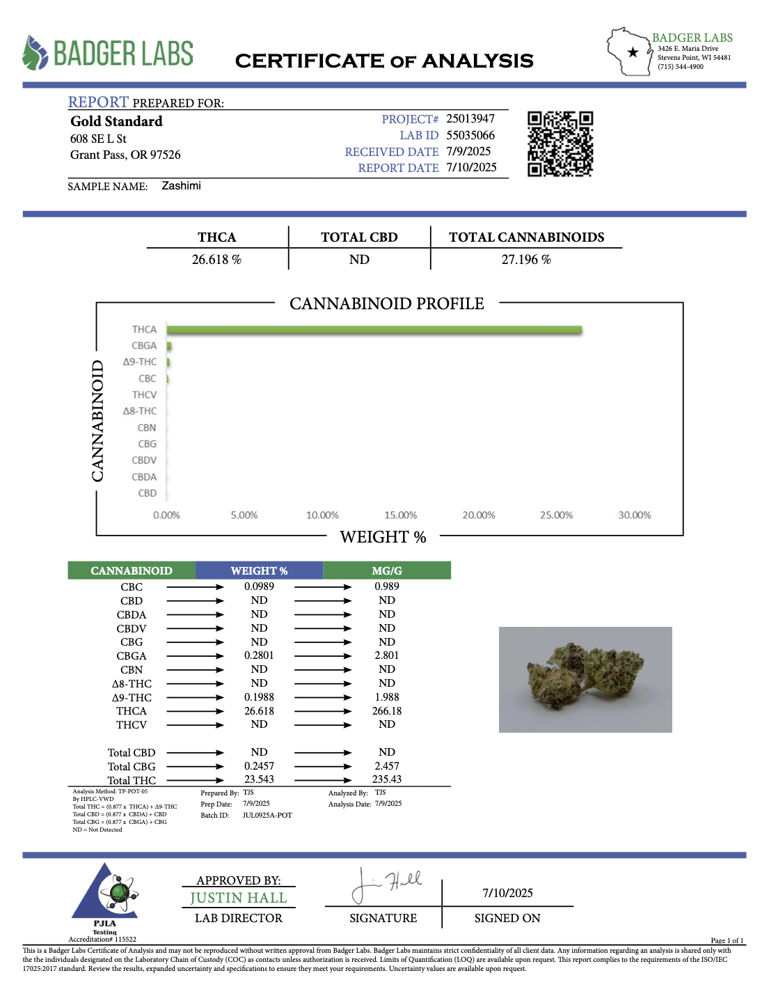 THCA Flower: Zashimi | Indoor Gold Nuggets Exotic