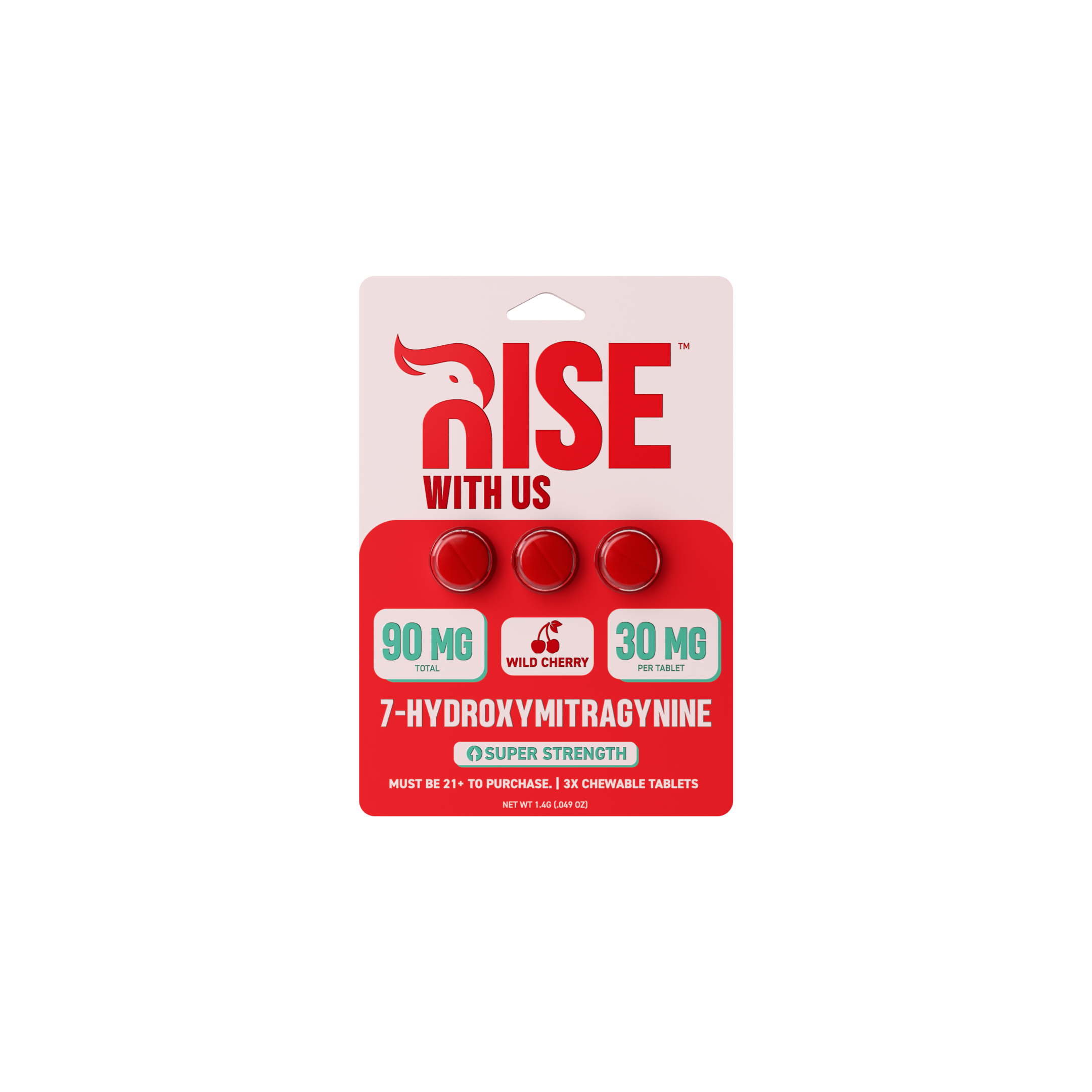Rise 7-Hydroxymitragynine Chewable 30mg Per Tablet x3
