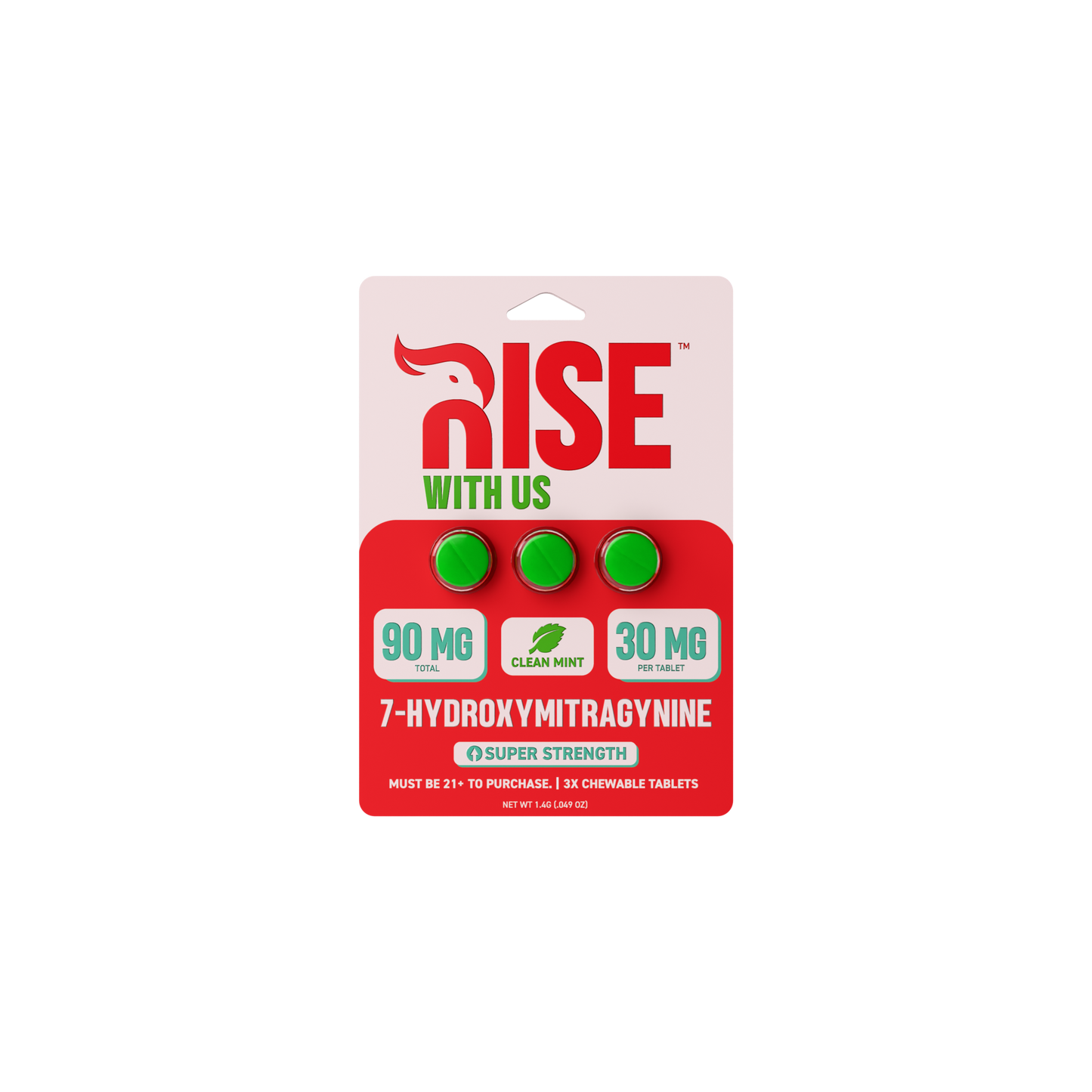 Rise 7-Hydroxymitragynine Chewable 30mg Per Tablet x3