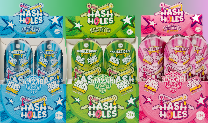 WAZABI EXOTICS 2G HASH HOLE DOUBLE DROP PREROLLS (THC-A) 2CT