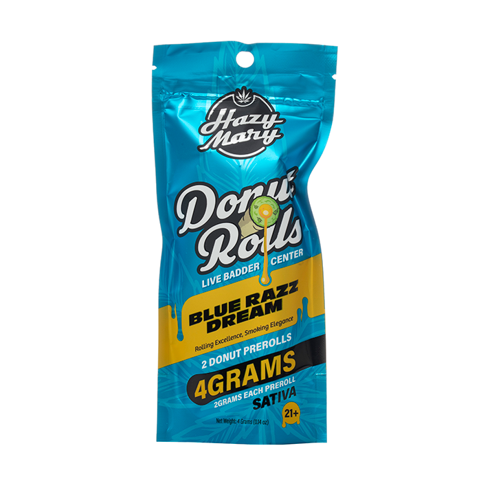 Hazy Mary Donut Rolls Live Badder Pre Rolls 4G - Blue Razz Dream (Sativa)