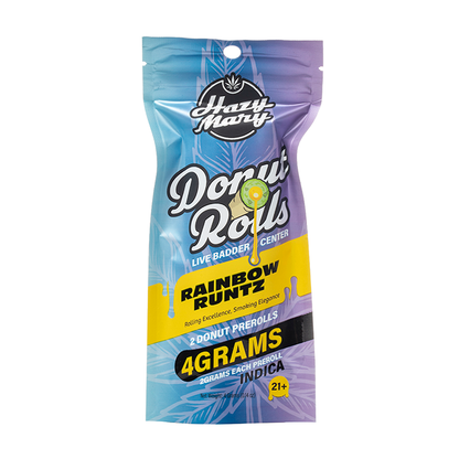 Hazy Mary Donut Rolls Live Badder Pre Rolls 4G - Rainbow Runtz (Indica)