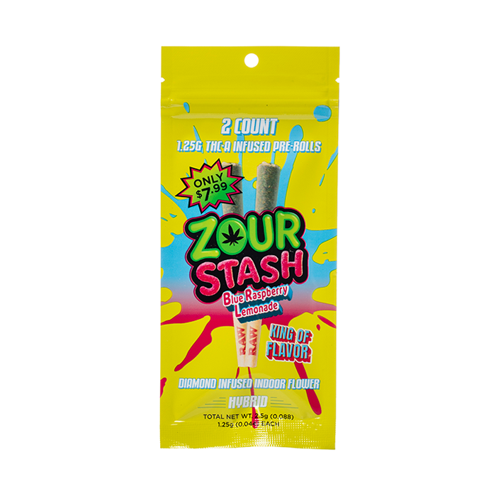 Zour Stash THCA Infused Prerolls 2.5G - Blue Raspberry Lemonade