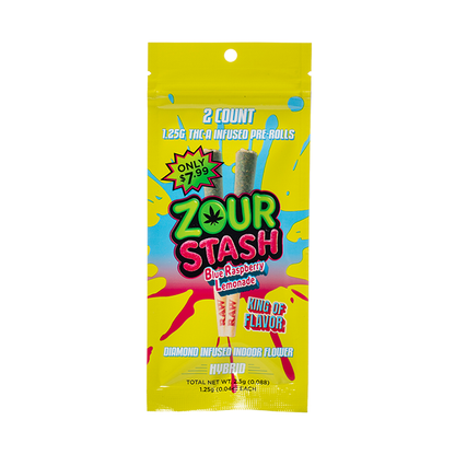Zour Stash THCA Infused Prerolls 2.5G - Blue Raspberry Lemonade
